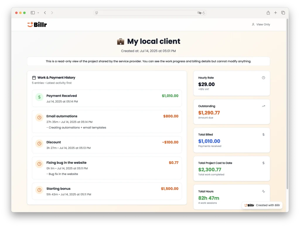 Freelancer time calculation